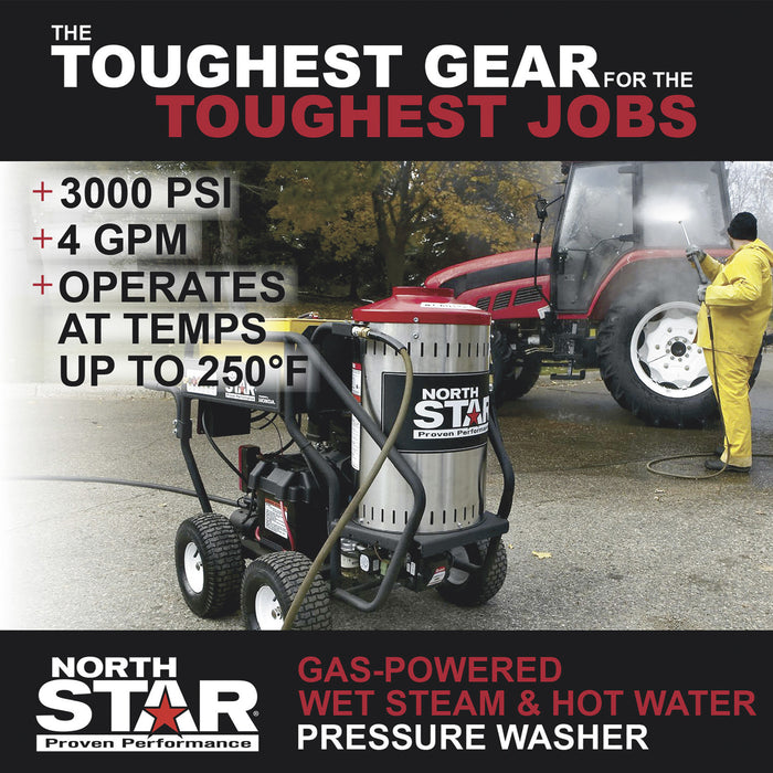 NorthStar Gas Wet Steam & Hot Water Pressure Washer, 3000 PSI, 4.0 GPM, Honda Engine