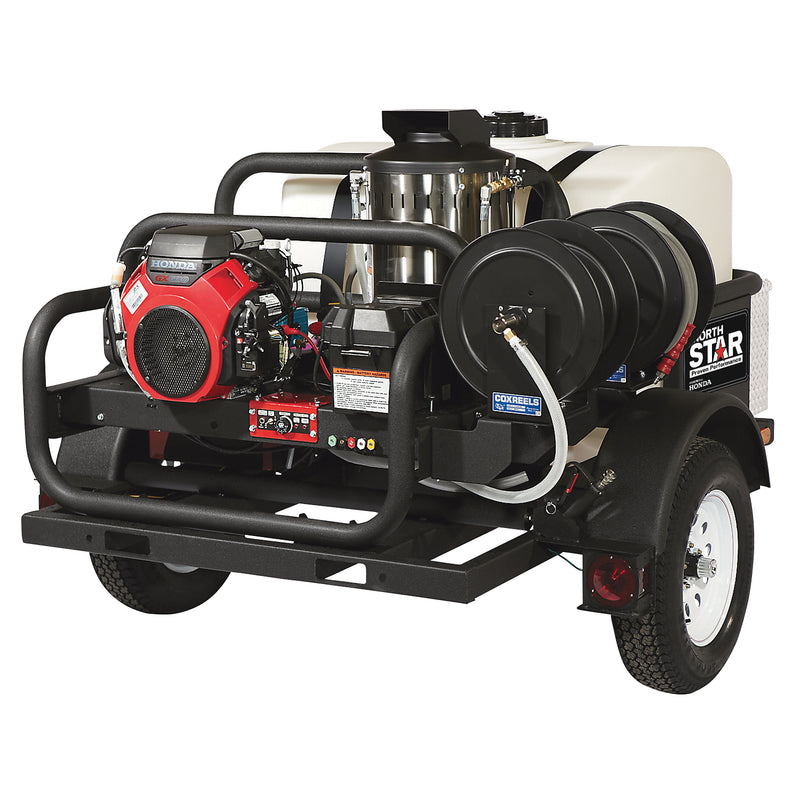 NorthStar Trailer-Mounted Hot Water Commercial Pressure Washer, 4000 PSI, 4.0 GPM, Honda Engine, 200-Gal. Water Tank — Main View
