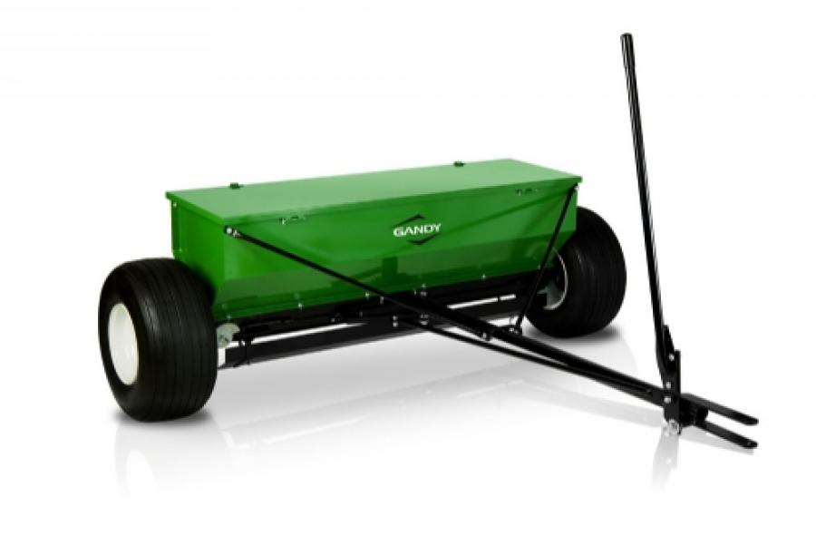Gandy Drop Spreader with Tow Hitch and Pneumatic Wheels